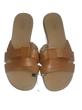 Womens Brown Strappy Slip-On Sandals Size 6.5 By Universal Thread